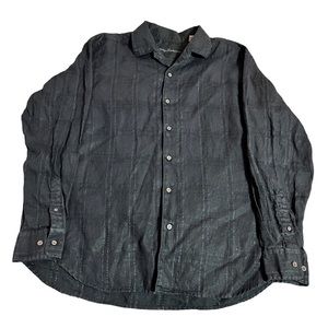 Tommy Bahama 100% Linen Shirt Mens Black Button Up XL Long Sleeve